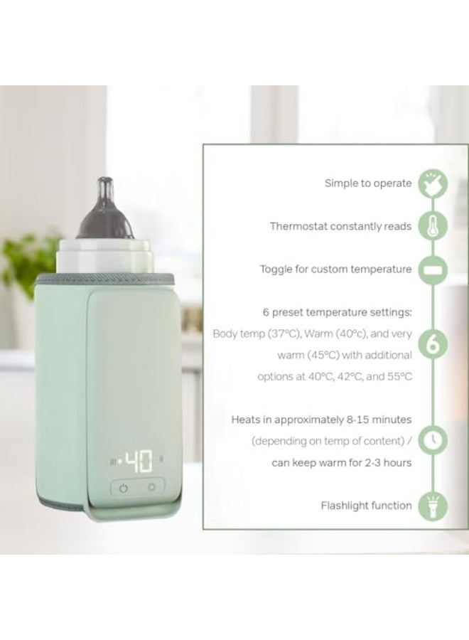 Exrp Portable Bottle Warmer for Breastmilk or Baby Formula - Fast Heating + Leak-Proof + Adjustable Travel Warmer with Battery-Powered Temperature Display, Flashlight - 6000MAH Rechargeable Battery - Image 3